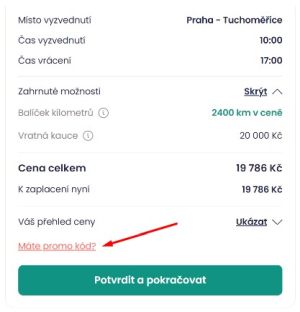 Postup uplatnění slevového kódu